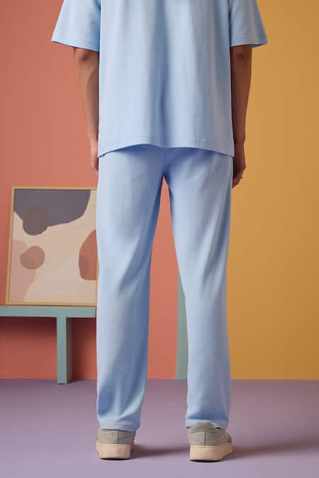 Shop Muvazo Blue Cotton Day Break Horizon Pant at Aza Fashions Shop_Muvazo_Blue Cotton Day Break Horizon Pant _at_Aza_Fashions