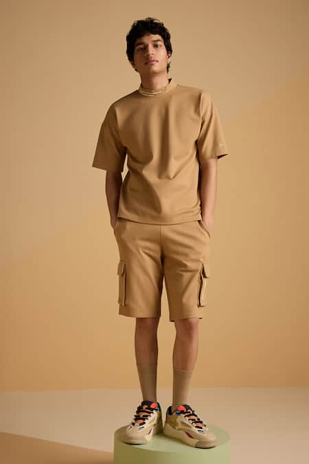 MUVAZO Sunlit Caramel Oasis Pattern T Shirt & Shorts Set 