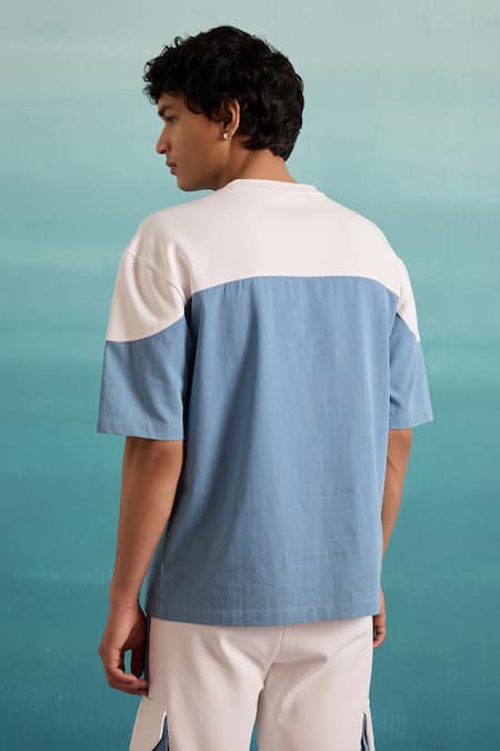 Muvazo Coastal Mist Colorblock T Shirt & Joggers Set 