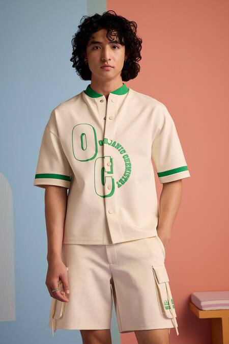 Muvazo Beige Cotton, Polyester Organic Ovation Print Shirt And Shorts Set at Aza Fashions Muvazo_Beige Cotton, Polyester Organic Ovation Print Shirt And Shorts Set _at_Aza_Fashions