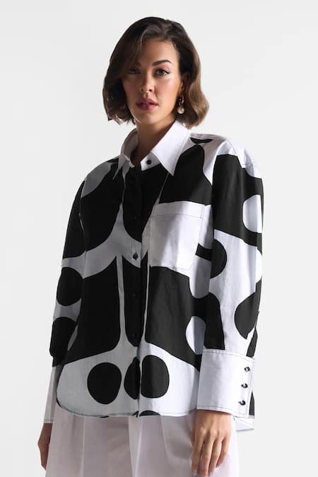 Ekastories Blanc Dusk Geometric Print Shirt 