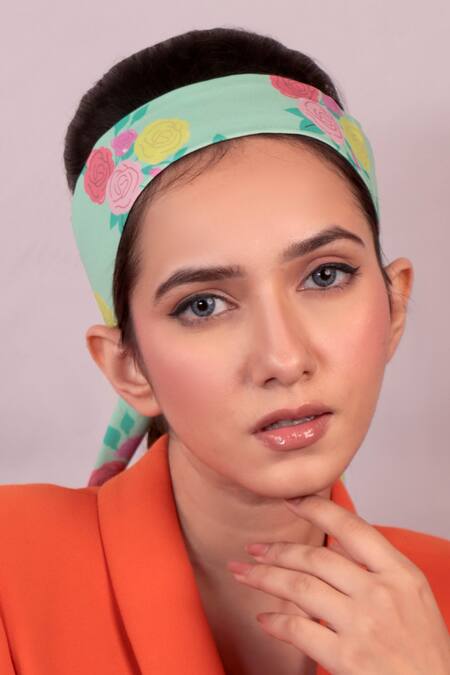 Hair Drama CO_Multi Color Emily In Paris Rose Print Head Scarf_at_Aza_Fashions