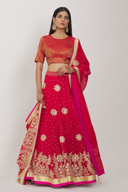Rohini Bedi Floral Applique Work Lehenga Set 