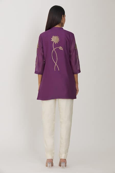 Rohini Bedi Chanderi Floral Applique Work Tunic 