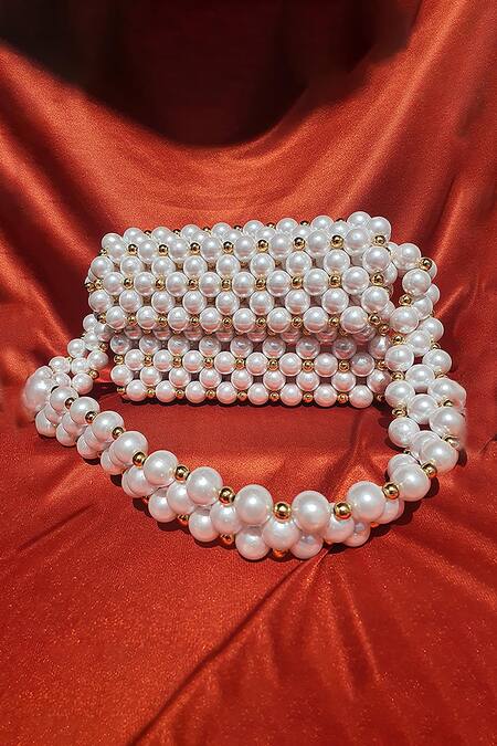 Rubilon Faux Pearl Woven Handbag 