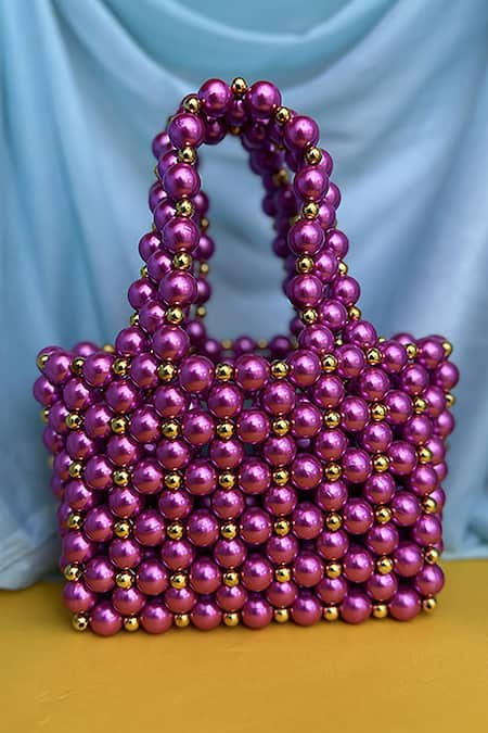 RUBILON Purple Acrylic Crystal Viola Woven Bag 