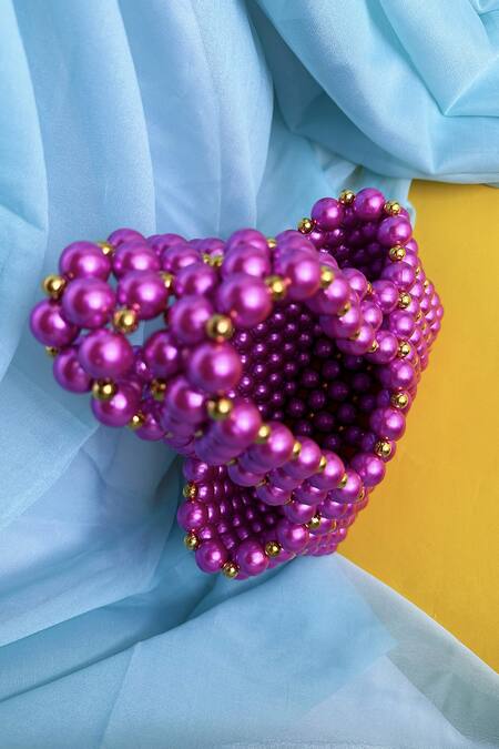 Buy_Rubilon_Purple Acrylic Crystal Viola Woven Bag _Online_at_Aza_Fashions
