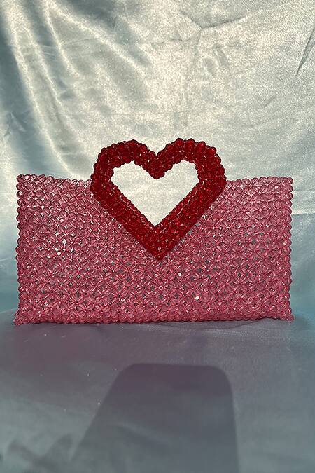 Rubilon Crystal Woven Handbag With Heart Handle 