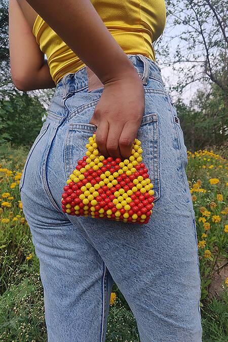 Rubilon_Yellow Hope Mini Beaded Bag_Online_at_Aza_Fashions