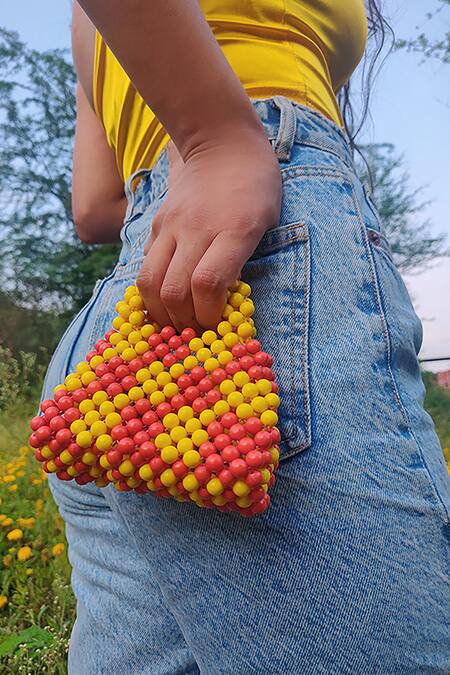 Buy_Rubilon_Yellow Hope Mini Beaded Bag_Online_at_Aza_Fashions