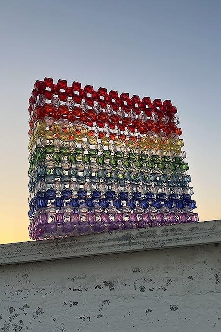 Rubilon Multi Color Boxy Crystal Handbag 