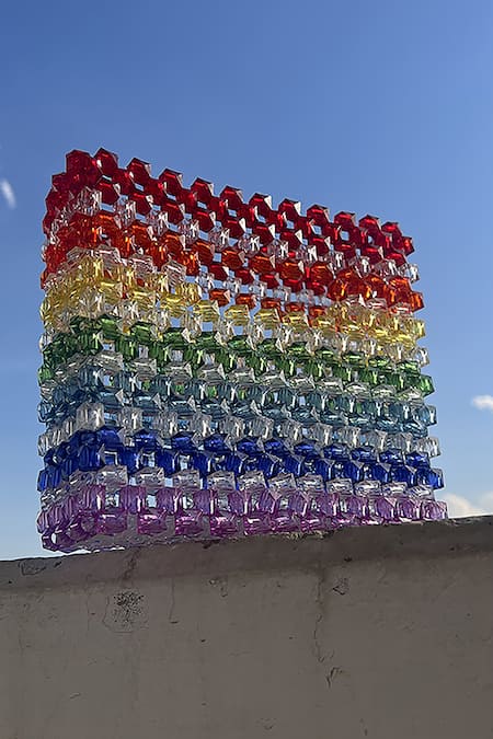 Rubilon_Multi Color Boxy Crystal Handbag _Online_at_Aza_Fashions