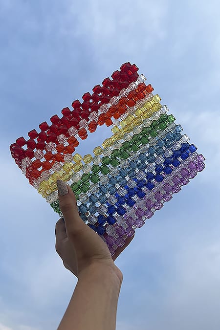 Buy_Rubilon_Multi Color Boxy Crystal Handbag _Online_at_Aza_Fashions