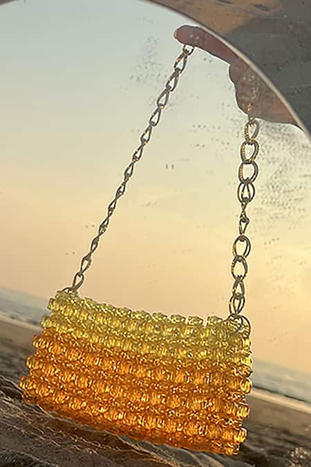 RUBILON Orange Hazel Crystal Embellished Bag 