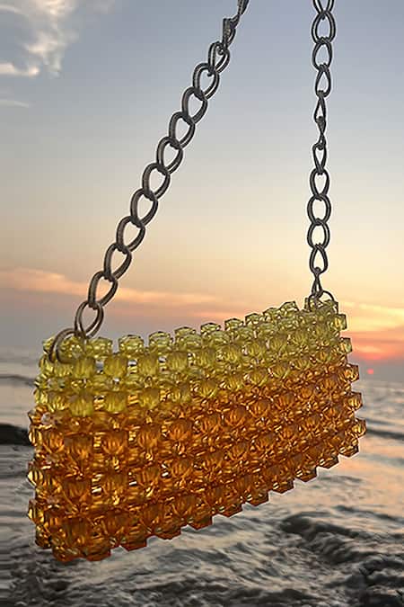 Rubilon Orange Crystal Embellished Handbag 