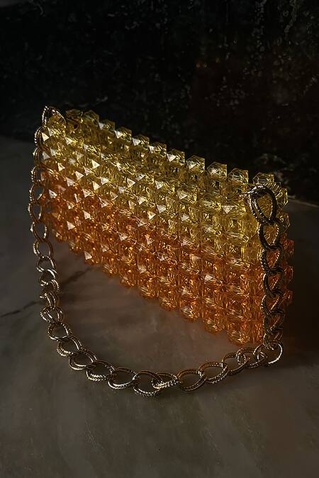 Rubilon_Orange Crystals Embellished Handbag _Online_at_Aza_Fashions