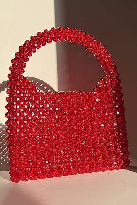 Buy_Rubilon_Red Rosa Crystal Embellished Bag _Online_at_Aza_Fashions