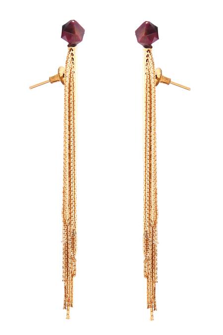 Buy_Trupti Mohta_Gold Plated Chains Fidget Dangler Earring _Online_at_Aza_Fashions