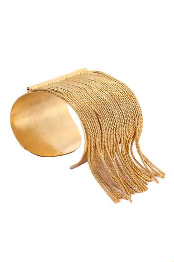 Trupti Mohta_Gold Plated Chains Dangler Embellished Cuff Bracelet _Online_at_Aza_Fashions
