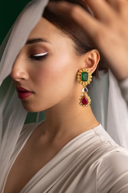 Trupti Mohta Abstract Stone Embellished Dangler Earrings 