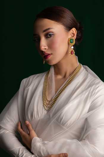 Trupti Mohta Gold Plated Stones Abstract Embellished Dangler Earrings Online at Aza Fashions Trupti Mohta_Gold Plated Stones Abstract Embellished Dangler Earrings _Online_at_Aza_Fashions