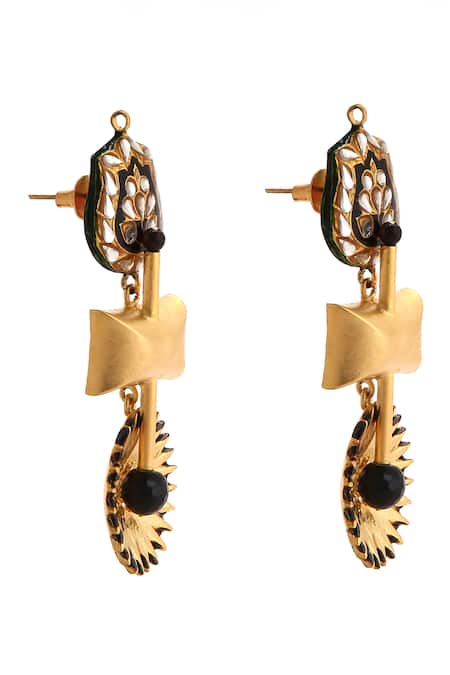 Buy_Trupti Mohta_Gold Plated Stones Mughal Handcrafted Earrings _Online_at_Aza_Fashions
