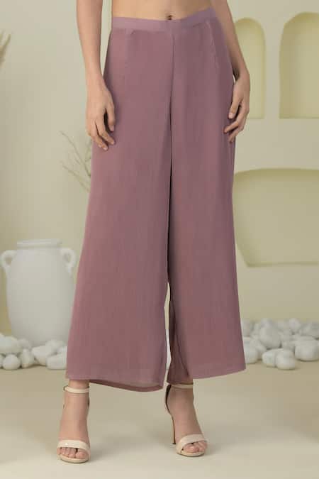 Buy_Preeti Mehta_Purple Georgette, Organza Pearls, Kurta Set With Flower Pattern Dupatta _Online_at_Aza_Fashions