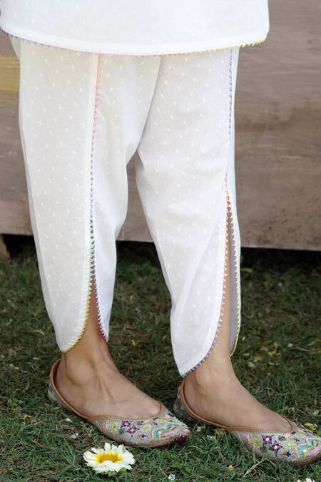 Buy Nero India White Cotton Tassels, Gota Patti Embellished Angarkha Anarkali And Dhoti Pant Set Online at Aza Fashions Buy_Nero India_White Cotton Tassels, Gota Patti Embellished Angarkha Anarkali And Dhoti Pant Set _Online_at_Aza_Fashions