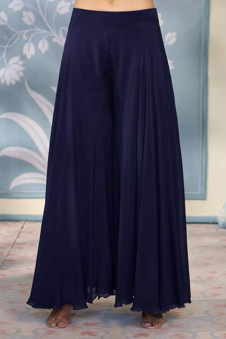 Shop Two Sisters By Gyans X AZA Blue Georgette, Net Pearls, Sequins, Cut Work Embroidered Kurta Sharara Set Online at Aza Fashions Shop_Two Sisters By Gyans X AZA_Blue Georgette, Net Pearls, Sequins, Cut Work Embroidered Kurta Sharara Set _Online_at_Aza_Fashions