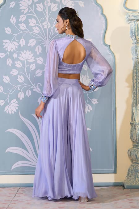 Two Sisters By Gyans X AZA Embroidered Crop Top & Sharara Set 