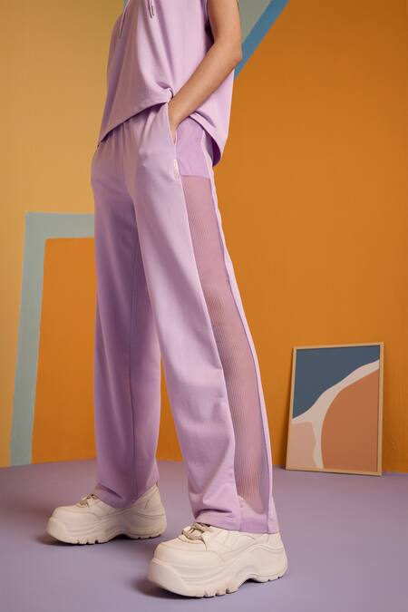 Muvazo Purple Cotton, Polyester Halter Neck Digital Lavender Hoodie And Pant Set Online at Aza Fashions Muvazo_Purple Cotton, Polyester Halter Neck Digital Lavender Hoodie And Pant Set _Online_at_Aza_Fashions