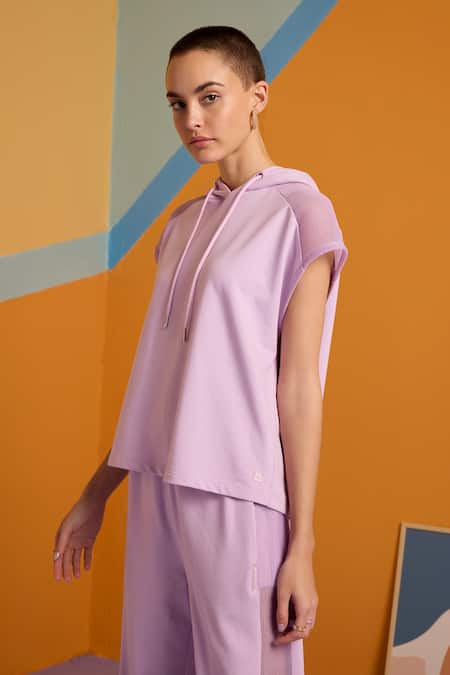 Buy Muvazo Purple Cotton, Polyester Halter Neck Digital Lavender Hoodie And Pant Set Online at Aza Fashions Buy_Muvazo_Purple Cotton, Polyester Halter Neck Digital Lavender Hoodie And Pant Set _Online_at_Aza_Fashions