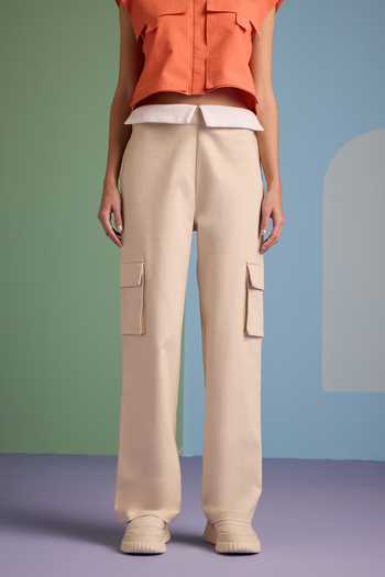 Muvazo_Orange Cotton Collared Citrus Pocketed Top With Pant _Online_at_Aza_Fashions