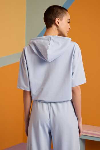 Shop_Muvazo_Blue Cotton, Polyester Halter Neck Ocean Mist Hoodie Top And Joggers Set _Online_at_Aza_Fashions