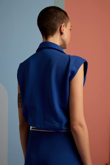 Muvazo Azure Wave Cropped Top With Pant 