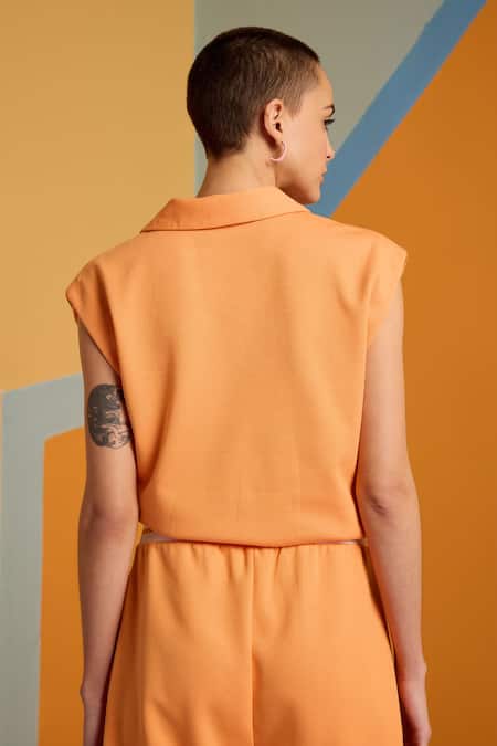 Muvazo Tangerine Twist Cropped Top With Pant 