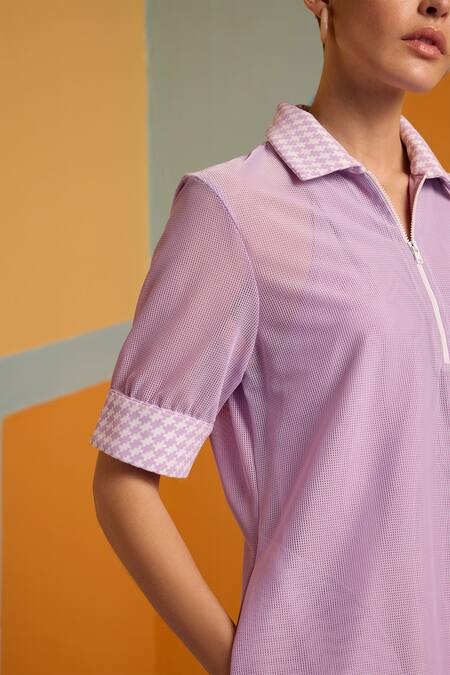 Muvazo_Purple Polyester Collared Bring It On Mini _Online_at_Aza_Fashions