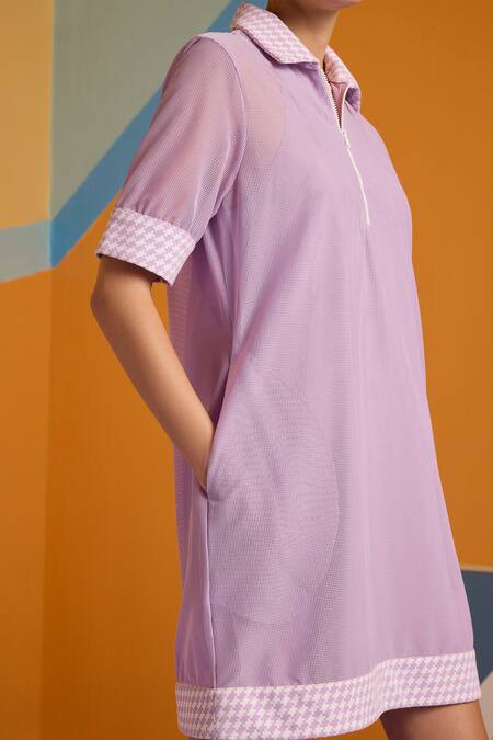 Buy_Muvazo_Purple Polyester Collared Bring It On Mini _Online_at_Aza_Fashions
