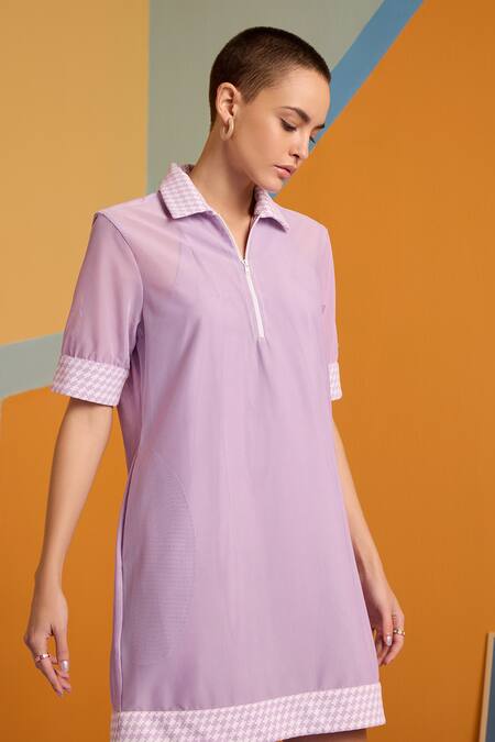 Shop_Muvazo_Purple Polyester Collared Bring It On Mini _Online_at_Aza_Fashions