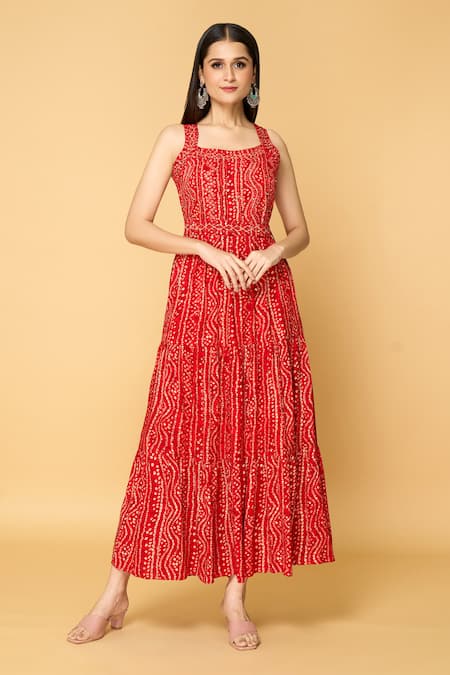 Samyukta Singhania Bandhej Print Tiered Maxi Dress 