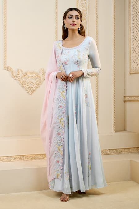 Aariyana Couture Floral Embroidered Anarkali Set 