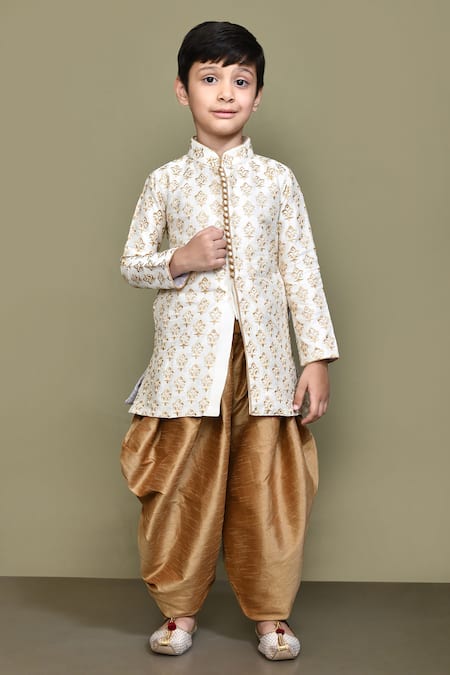 Samyukta Singhania Cream Silk Embroidery Fleur Motif Kurta With Patiala Pant 