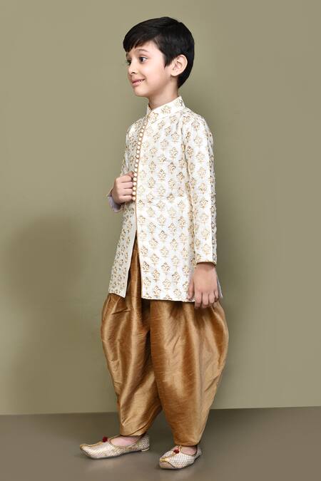 Shop_Petite Pomme_Cream Silk Embroidery Fleur Motif Kurta With Patiala Pant _Online_at_Aza_Fashions