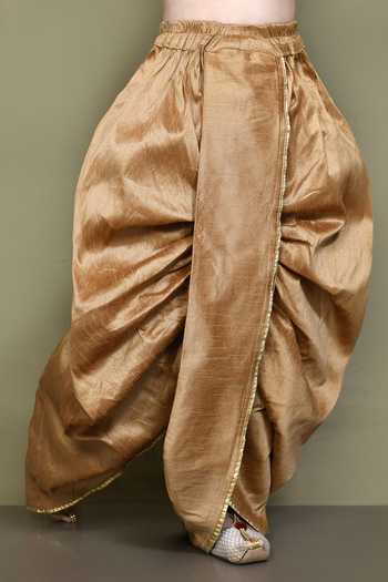 Petite Pomme_Cream Silk, Polyester Acanthus Bloom Embroidered Kurta With Dhoti Pant _at_Aza_Fashions
