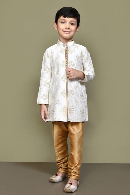 Petite Pomme Floral Geometric Embroidered Kurta 