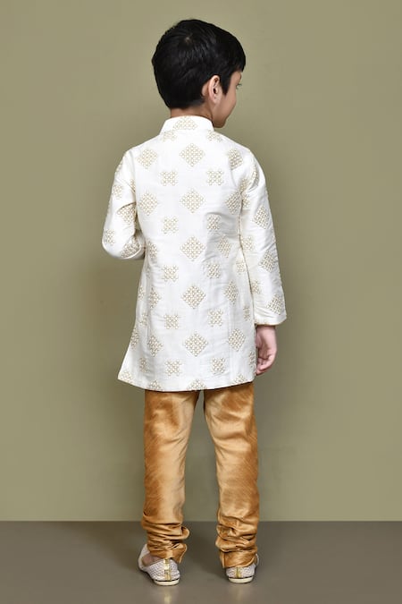 Petite Pomme Floral Geometric Embroidered Kurta 