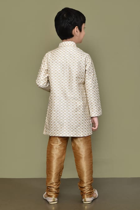 Petite Pomme Floral Geometric Embroidered Straight Kurta 