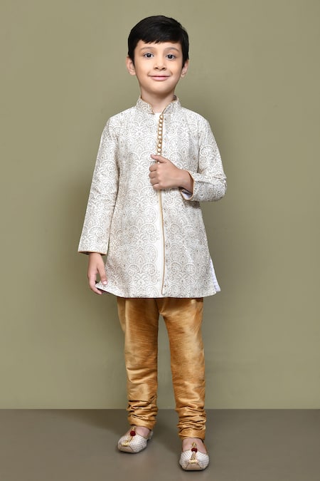 Petite Pomme Paisley Embroidered Straight Kurta 
