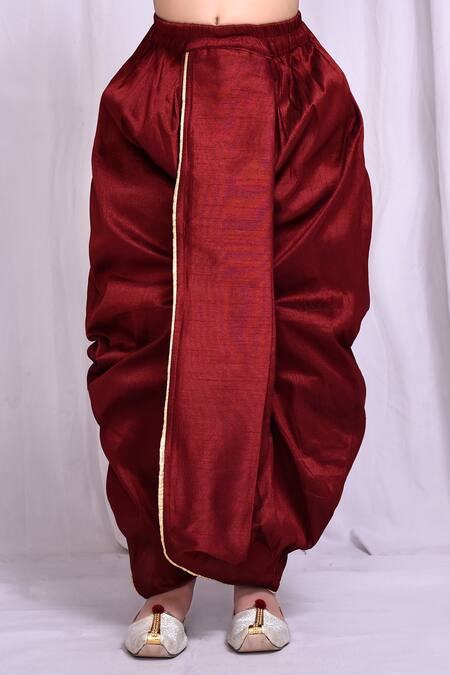 Buy_Petite Pomme_Beige Jacquard, Silk Asymmetric Sherwani And Dhoti Pant Set 