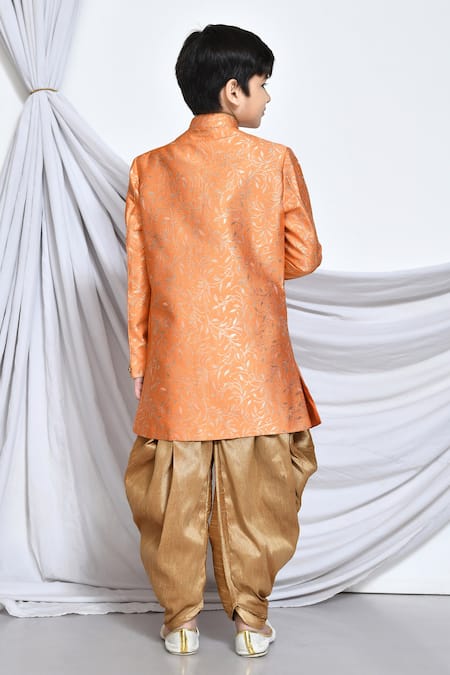 Petite Pomme Flower Vine Pattern Sherwani With Dhoti Pant 